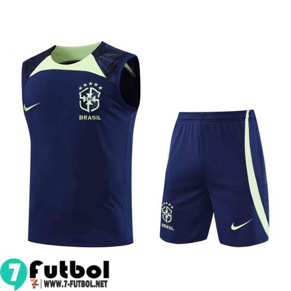 KIT:Chandal Futbo Sin Mangas Brasil azul Hombre 22 23 TG653