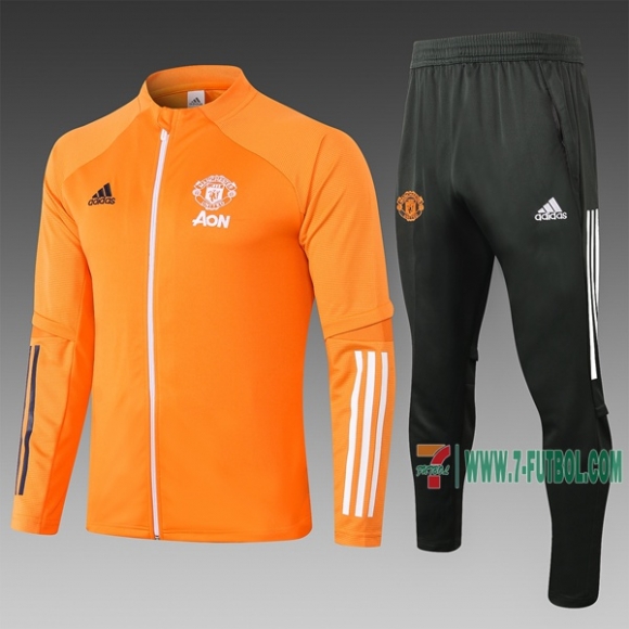 7-Futbol: La Nueva Chaqueta Chandal Del Manchester United Cremallera Naranja A355 2020 2021 Calidad Thai