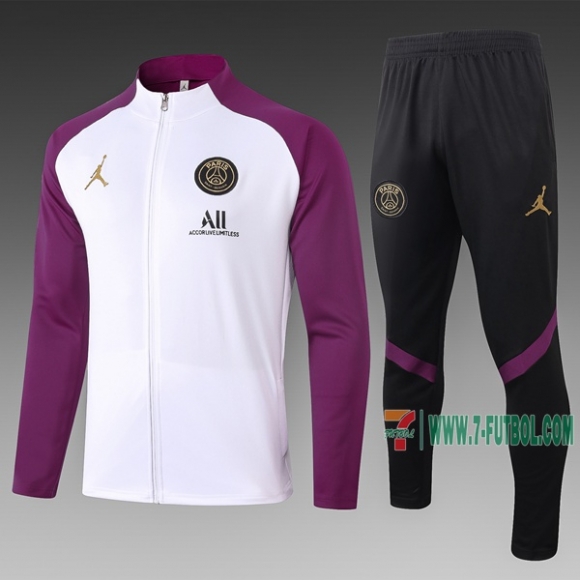 7-Futbol: La Nueva Chaqueta Chandal Del Psg Paris Saint Germain Air Jordan Cremallera Blancas Purpura A363 2020 2021