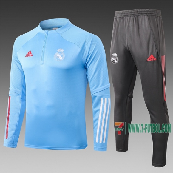 7-Futbol: La Nueva Sudadera Chandal Del Real Madrid Medio Zip Azul Claro 2020 2021 Calidad Thai