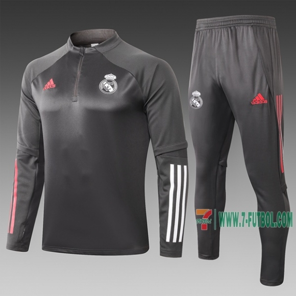 7-Futbol: La Nueva Sudadera Chandal Del Real Madrid Medio Zip Gris Oscuro 2020 2021 Venta Caliente