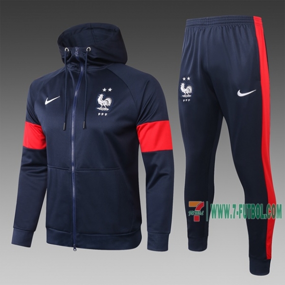 7-Futbol: La Nueva Chaqueta Chandal Del Francia Capucha Cremallera Azul Marino 2020 2021 Calidad Thai