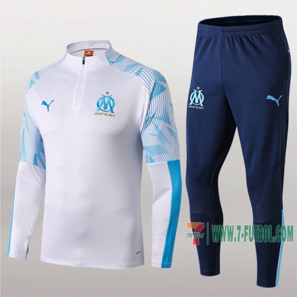 7-Futbol: Las Nuevas Chandal Del Olympique De Marsella Blancas/Azul Medio Zip 2019 2020