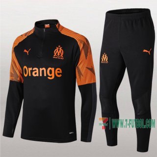 7-Futbol: La Nuevo Chandal Del Olympique De Marsella Negra/Naranja Medio Zip 2019 2020