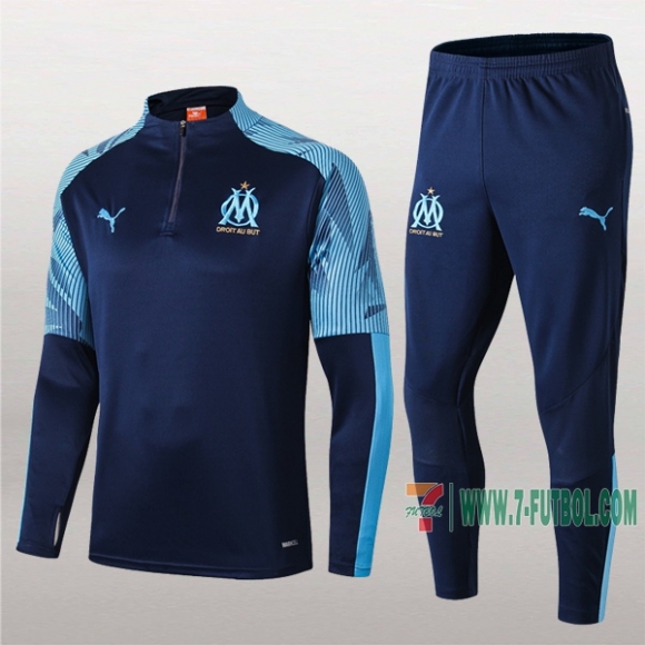 7-Futbol: Nuevas Retro Chandal Del Olympique De Marsella Azul Oscuro Medio Zip 2019 2020