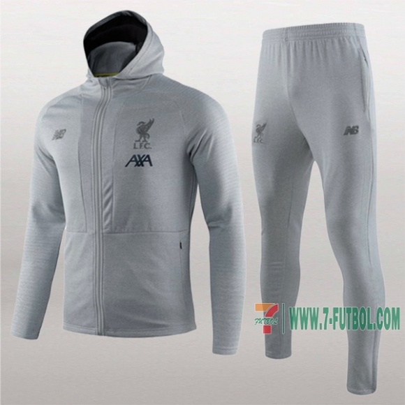 7-Futbol: Termicas Nueva Chaqueta Chandal Del Fc Liverpool Con Capucha Gris Cremallera 2019 2020