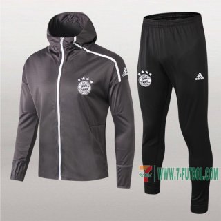 7-Futbol: La Nueva Clasico Chaqueta Chandal Del Bayern Munich Con Capucha Gris Cremallera 2019 2020