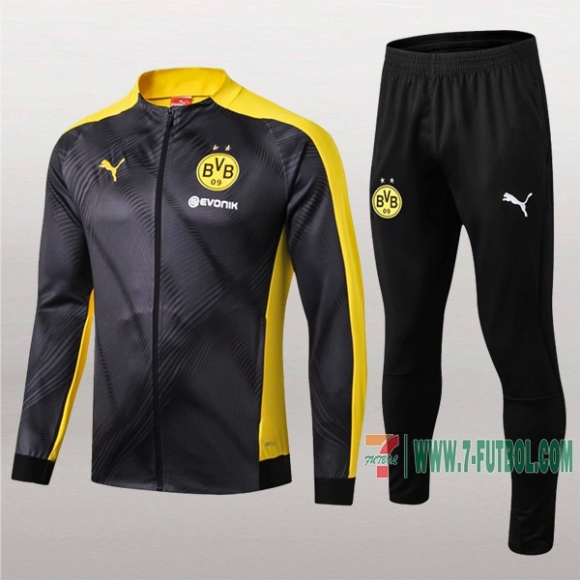 7-Futbol: Nueva Clasico Chaqueta Chandal Del Borussia Dortmund Gris/Amarilla Cremallera 2019 2020