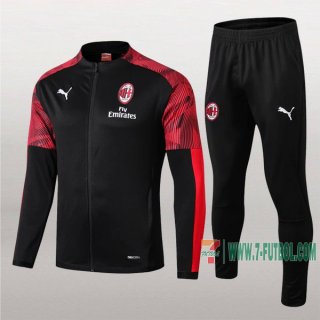 7-Futbol: La Nueva Termicas Chaqueta Chandal Del Ac Milan Negra/Roja Cremallera 2019 2020