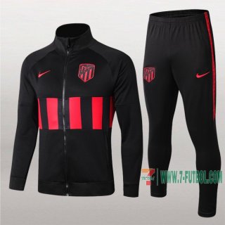 7-Futbol: Nueva Clasicas Chaqueta Chandal Del Atletico Madrid Negra/Roja Cremallera 2019 2020