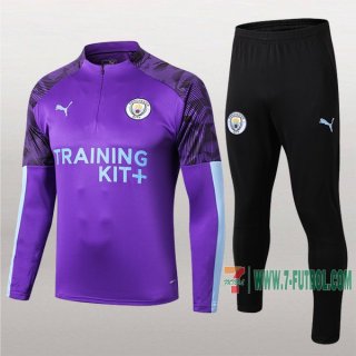 7-Futbol: Nueva Retro Chandal Del Manchester City Purpura Medio Zip 2019 2020