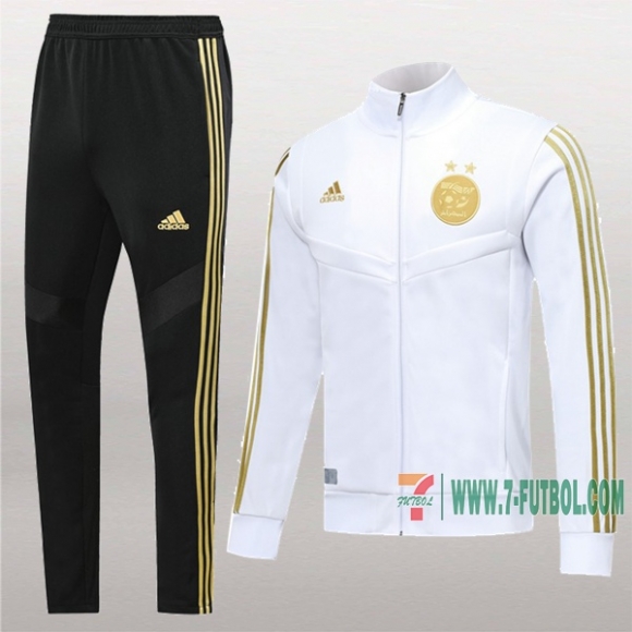 7-Futbol: Nuevas Retro Chaqueta Chandal Del Argelia Blancas Cremallera 2019 2020