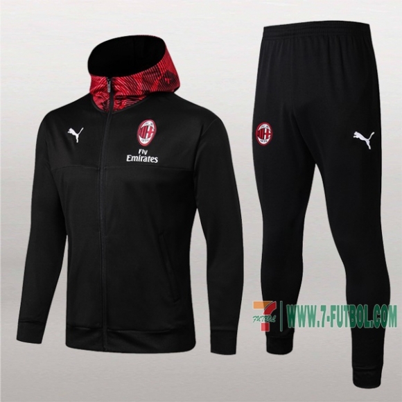 7-Futbol: La Nueva Chaqueta Chandal Del Ac Milan Con Capucha Negra Cremallera 2019 2020