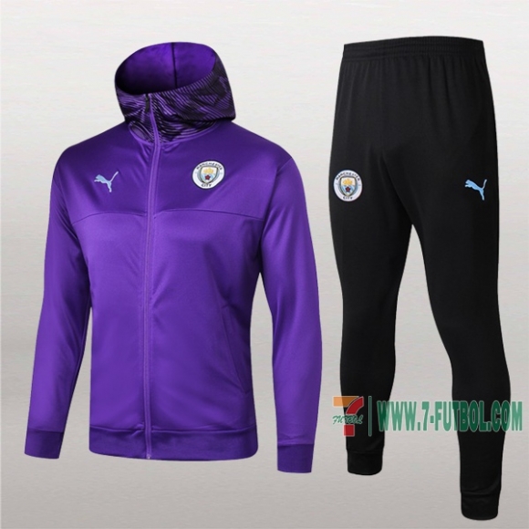 7-Futbol: La Nueva Termicas Chaqueta Chandal Del Manchester City Con Capucha Purpura Cremallera 2019 2020