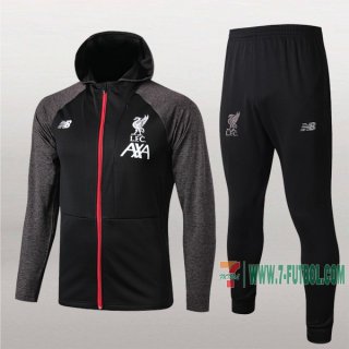 7-Futbol: La Nueva Chaqueta Chandal Del Fc Liverpool Con Capucha Negra/Gris Cremallera 2019 2020