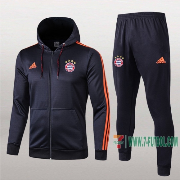 7-Futbol: Nuevas Clasicas Chaqueta Chandal Del Bayern Munich Con Capucha Azul Oscuro Cremallera 2019 2020