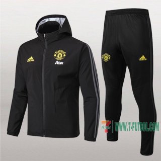 7-Futbol: Nueva Retro Chaqueta Chandal Rompeviento Del Manchester United Con Capucha Negra Cremallera 2019 2020