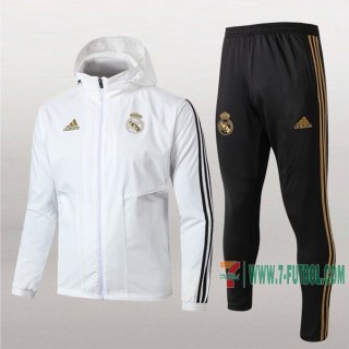 7-Futbol: Nueva Clasicas Chaqueta Chandal Rompeviento Del Real Madrid Con Capucha Blancas Cremallera 2019 2020