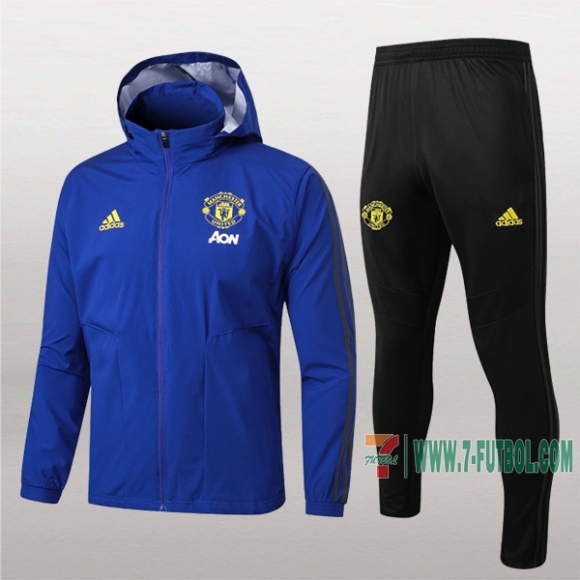 7-Futbol: La Nueva Clasicas Chaqueta Chandal Rompeviento Del Manchester United Con Capucha Azul Cremallera 2019 2020