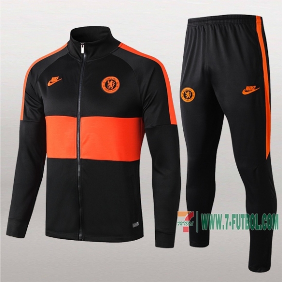 7-Futbol: Termicas Clasicas Chaqueta Chandal Del Chelsea Fc Negra/Naranja Cremallera 2019 2020