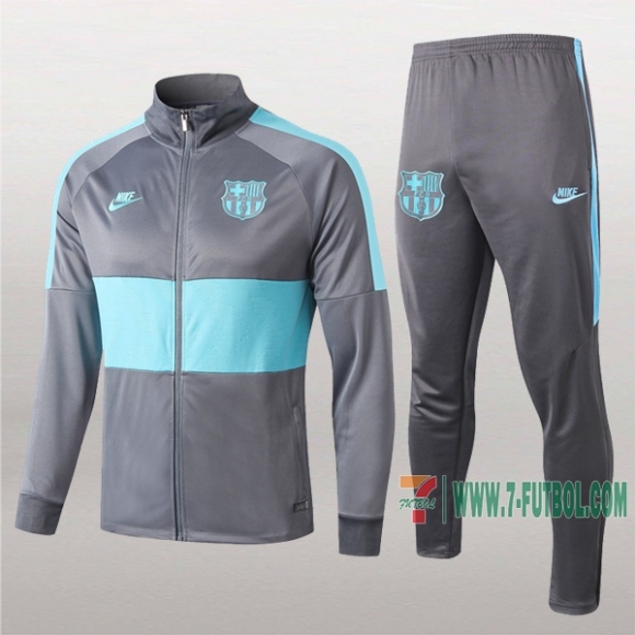 7-Futbol: La Nueva Termicas Chaqueta Chandal Del Fc Barcelona Verde/Gris Claro Cremallera 2019 2020