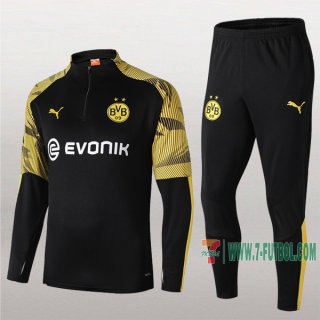 7-Futbol: La Nuevo Chandal Del Borussia Dortmund Negra/Amarilla Medio Zip 2019 2020