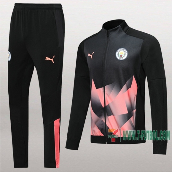 7-Futbol: Nueva Clasicas Chaqueta Chandal Del Manchester City Negra/Rosa Cremallera 2019 2020