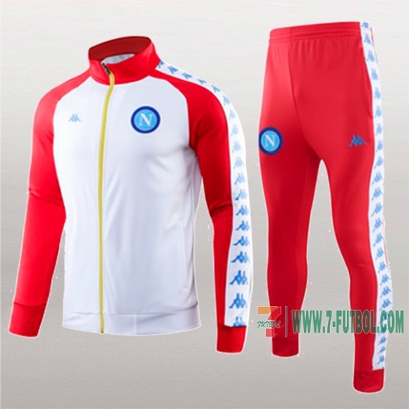 7-Futbol: La Nueva Original Chaqueta Chandal Del Ssc Napoli Cuello Alto Blancas/Roja Cremallera 2019 2020