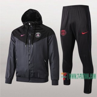 7-Futbol: Termicas Clasicas Chaqueta Chandal Rompeviento Del Psg Paris Con Capucha Negra Cremallera 2019 2020