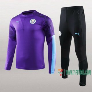 7-Futbol: La Nuevo Retro Chandal Del Manchester City Purpura Medio Zip 2019 2020