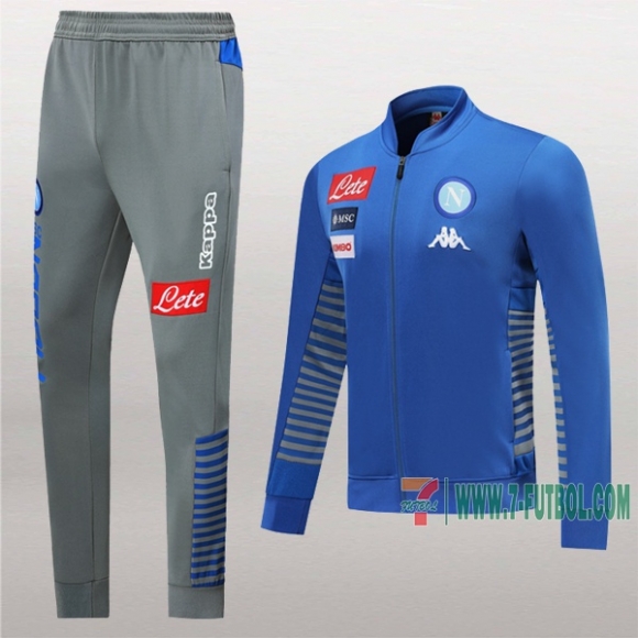 7-Futbol: Nueva Retro Chaqueta Chandal Del Ssc Napoli Azul Medio Zip 2019 2020