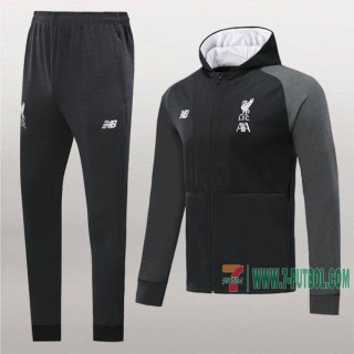 7-Futbol: La Nueva Clasicas Chaqueta Chandal Del Fc Liverpool Con Capucha Negra Medio Zip 2019 2020