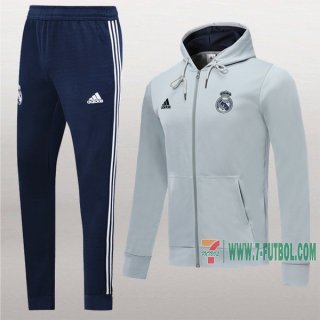 7-Futbol: La Nueva Original Chaqueta Chandal Del Real Madrid Con Capucha Gris Medio Zip 2019 2020