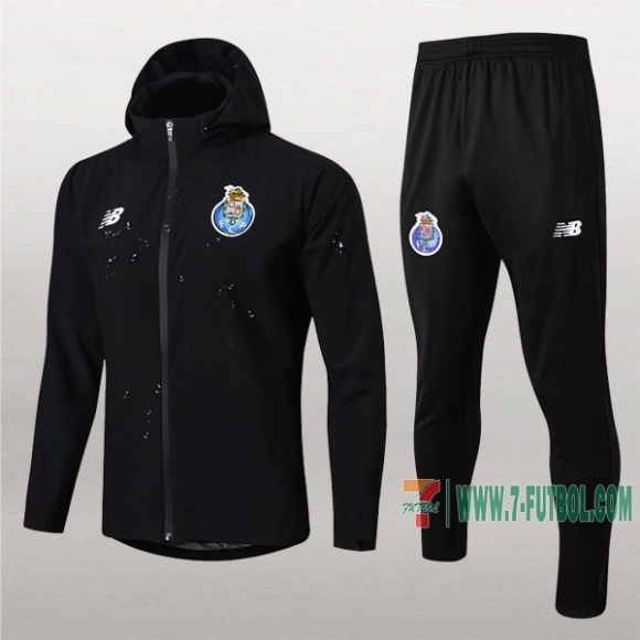 7-Futbol: Termicas Original Chaqueta Chandal Rompeviento Del Fc Porto Con Capucha Negra Medio Zip 2019 2020