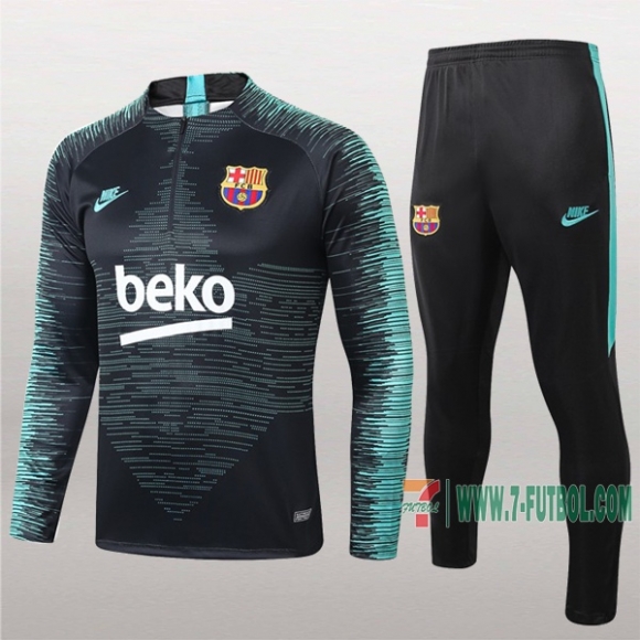 7-Futbol: Nueva Retro Chandal Del Fc Barcelona Negra Verde Medio Zip 2019 2020