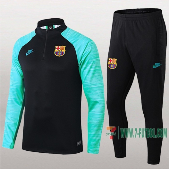 7-Futbol: Nueva Clasicas Chandal Del Fc Barcelona Verde Negra Medio Zip 2019 2020