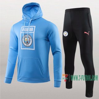 7-Futbol: La Nueva Clasicas Sudadera Chandal Del Manchester City Con Capucha Azul 2019 2020