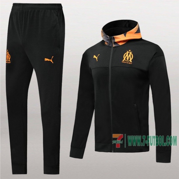 7-Futbol: La Nueva Original Chaqueta Chandal Del Olympique De Marsella Con Capucha Negra Cremallera 2019 2020