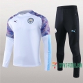 7-Futbol: Termicas Original Chandal Del Manchester City Blancas Purpura Medio Zip 2019 2020