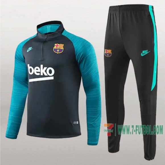 7-Futbol: La Nueva Chandal Del Fc Barcelona Gris Oscuro Azul Medio Zip 2019 2020