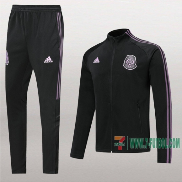 7-Futbol: La Nueva Clasico Chaqueta Chandal Del Mexico Negra Purpura Cremallera 2019 2020