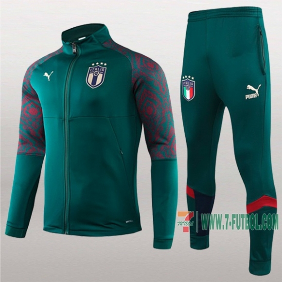 7-Futbol: Termicas Original Chaqueta Chandal Del Italia Verde Cremallera 2019 2020