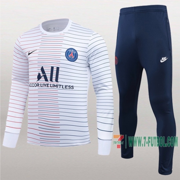 7-Futbol: Termicas Nuevo Sudadera Chandal Del Psg Paris Blancas Rayado 2020 2021