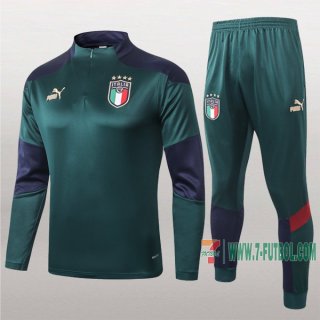 7-Futbol: Termicas Nueva Chandal Del Italia Verde Medio Zip 2020-2021