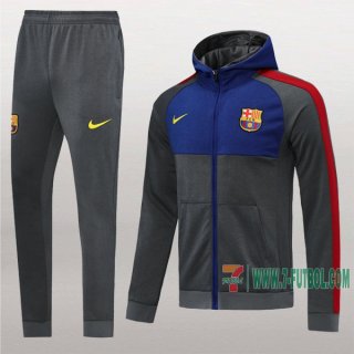 7-Futbol: Termicas Original Chaqueta Chandal Del Fc Barcelona Con Capucha Gris Cremallera 2020 2021