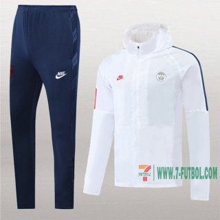 7-Futbol: La Nueva Chaqueta Chandal Rompeviento Del Psg Paris Con Capucha Blancas Cremallera 2020-2021