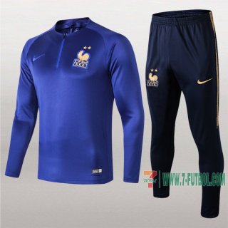 7-Futbol: La Nueva Termicas Chandal Del Francia Cuello Redondo Azul Oscuro Medio Zip 2019 2020