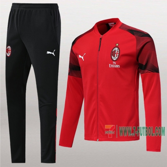 7-Futbol: Nuevas Clasicas Chaqueta Chandal Del Ac Milan Roja Cremallera 2019 2020