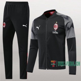 7-Futbol: Nueva Retro Chaqueta Chandal Del Ac Milan Negra Cremallera 2019 2020