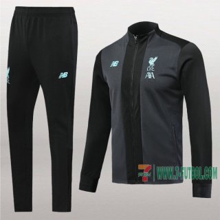 7-Futbol: Nuevas Clasicas Chaqueta Chandal Del Fc Liverpool Negra/Gris Cremallera 2019 2020